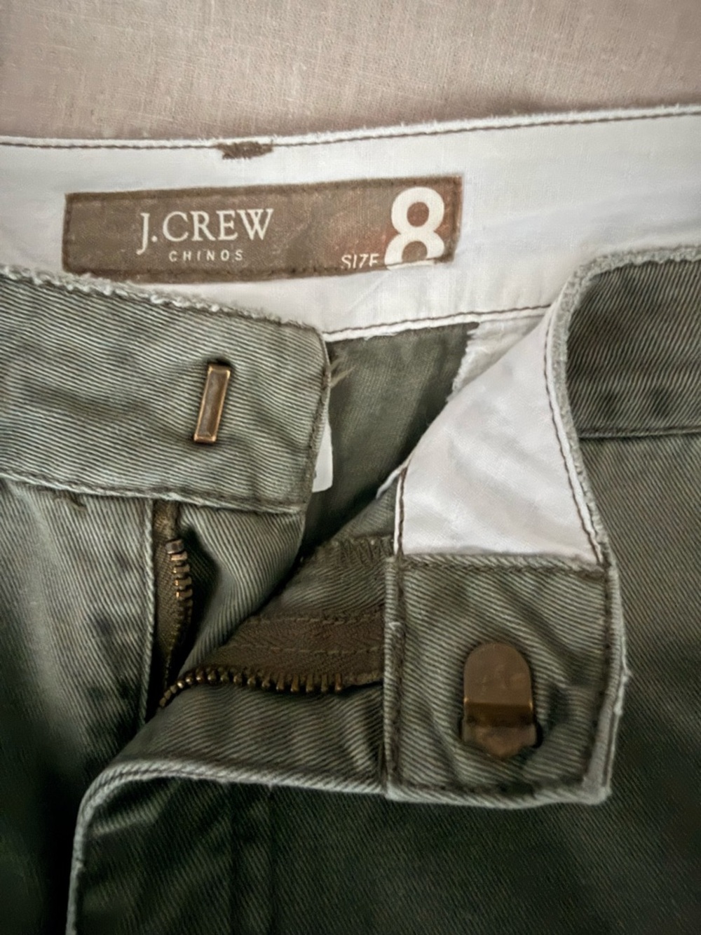 J.Crew Olive Green Wide-Leg Chino Pants | Utility Pocket Detail | 100% Cotton - Picture 6 of 15